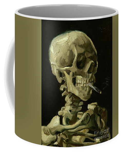 Vincent Van Gogh Coffee Mug featuring the painting Skull of a Skeleton with Burning Cigarette by Van Gogh by Vincent Van Gogh
