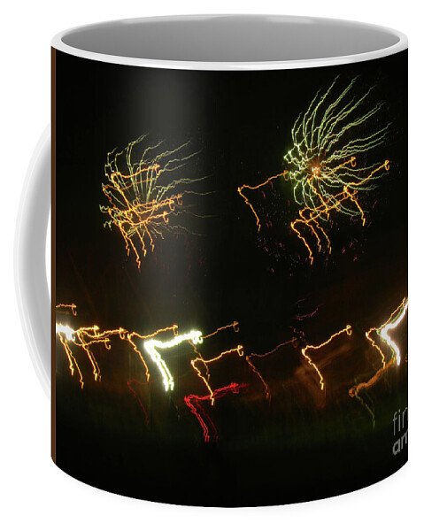 Fireworks Over The Mississippi River Coffee Mug featuring the photograph Sky Fantasy #1 by Rosanne Licciardi