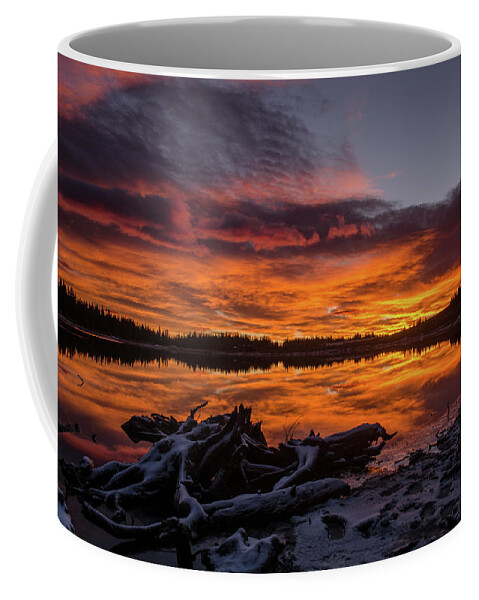 Brainard Lake Coffee Mug featuring the photograph Sky on Fire by Linda Villers