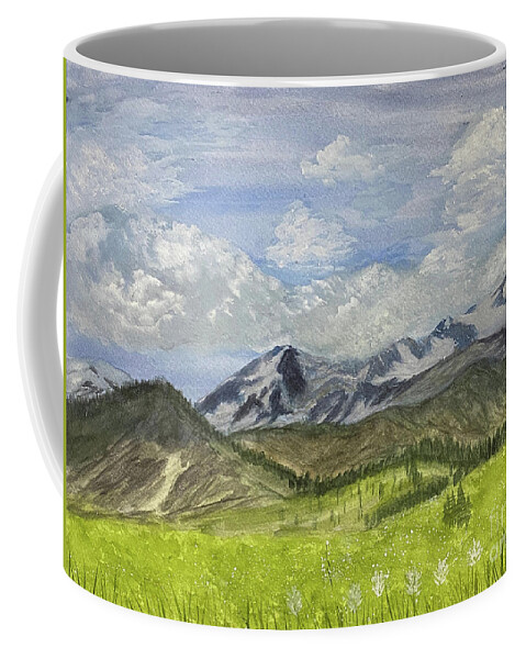 Skyline Divide Coffee Mug featuring the mixed media Skyline Divide Trail by Lisa Neuman