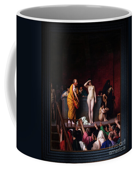 Slave Market Coffee Mug featuring the painting Slave Market in Ancient Rome by Jean-Leon Gerome Old Masters Classical Art Reproduction by Xzendor7