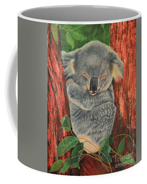 Koala Coffee Mug featuring the painting Sleeping Koala by Jeanette French