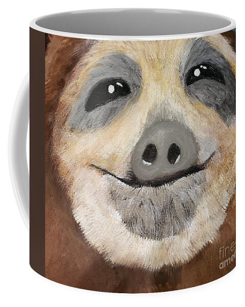 Newby Coffee Mug featuring the painting Sloth Face by Cindy's Creative Corner