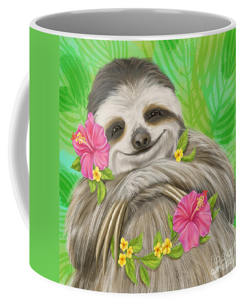 Sloth Coffee Mug featuring the mixed media Sloth Make Me Smile by Shari Warren