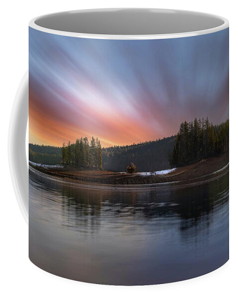 A Long Exposure Sunrise Shot Taken On The Shoreline Of Henkinson Lake Coffee Mug featuring the photograph Sly Park Sunrise by Devin Wilson