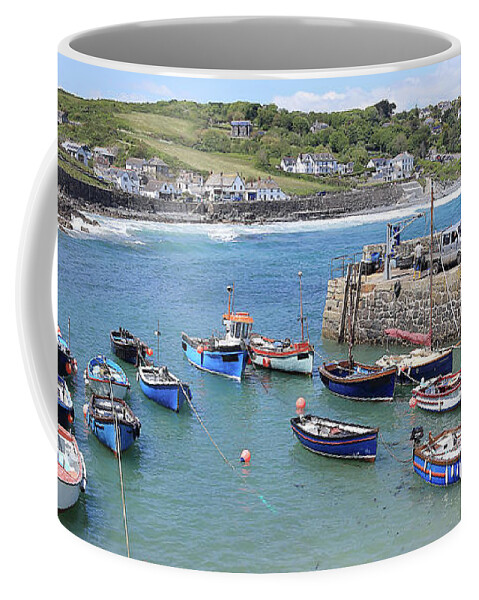 Coverack Coffee Mug featuring the photograph The small harbour Coverack, Cornwall. by Tony Mills