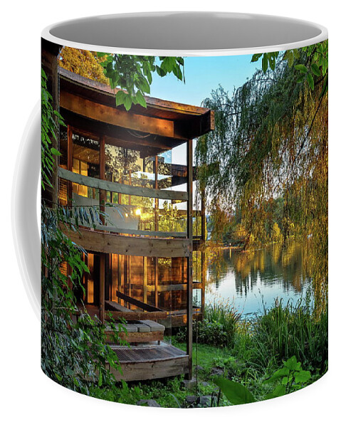 Alex Lyubar Coffee Mug featuring the photograph Small Lonely House at the Forest Lake by Alex Lyubar