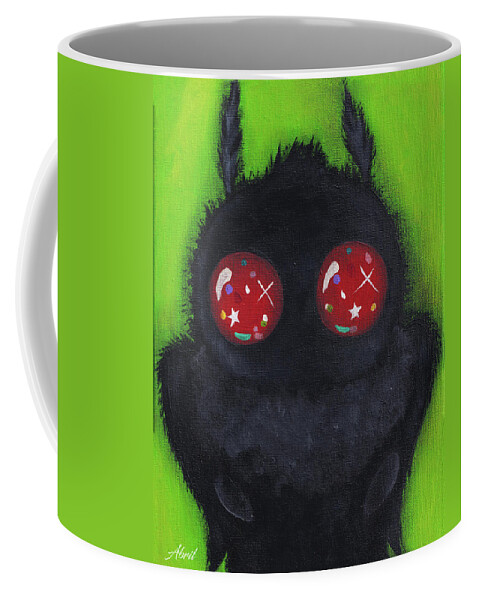 Mothman Coffee Mug featuring the painting Small Mothman by Abril Andrade