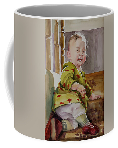 Smile Coffee Mug featuring the painting Smile in the morning sun by Munkhzul Bundgaa