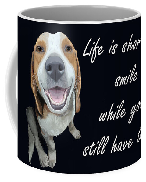 Animal Coffee Mug featuring the mixed media Smile by Judy Cuddehe