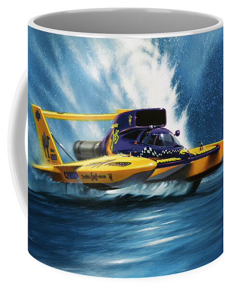 Nhra Funny Car Hell Fire Nitro Top Fuel Dragster Kenny Youngblood Unlimited Hydroplane Coffee Mug featuring the painting Smokin Joe by Kenny Youngblood