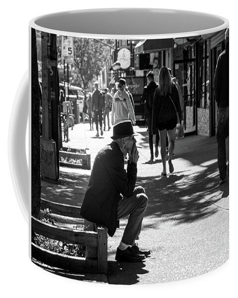 Smoking Coffee Mug featuring the photograph Smoking Man, Inwood, 2019 by Cole Thompson