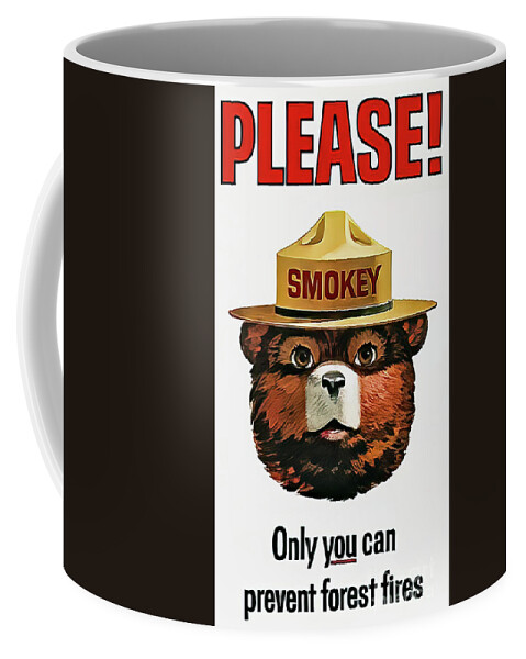 Smokey Coffee Mug featuring the drawing Smokey the Bear Fire Prevention by M G Whittingham