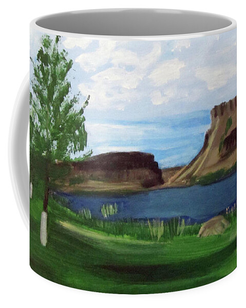 River Coffee Mug featuring the painting Snake River Murphy Idaho by Linda Feinberg