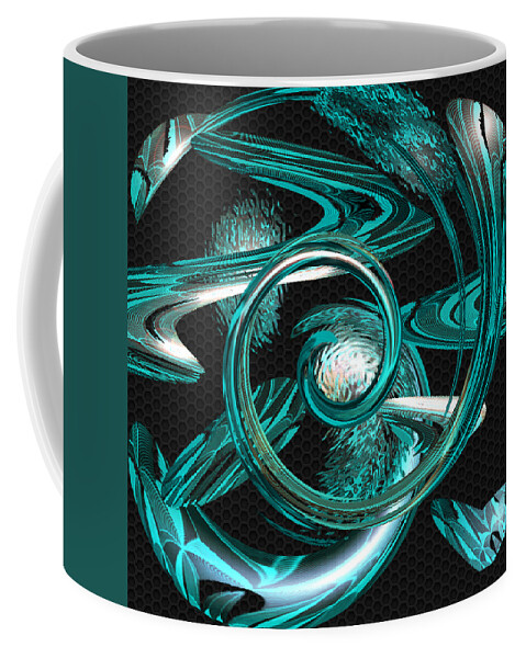Digital Wall Art Coffee Mug featuring the digital art Snakes Swirl Black by Ronald Mills