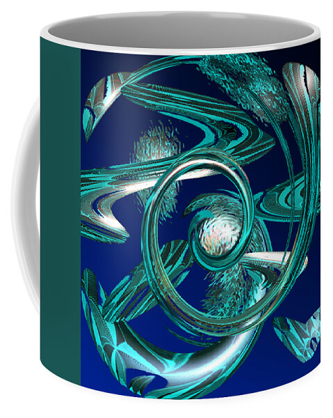 Digital Wall Art Coffee Mug featuring the digital art Snakes Swirl Blue by Ronald Mills