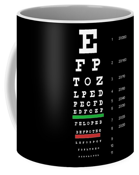 Funny Coffee Mug featuring the digital art Snellen Eye Chart by Flippin Sweet Gear