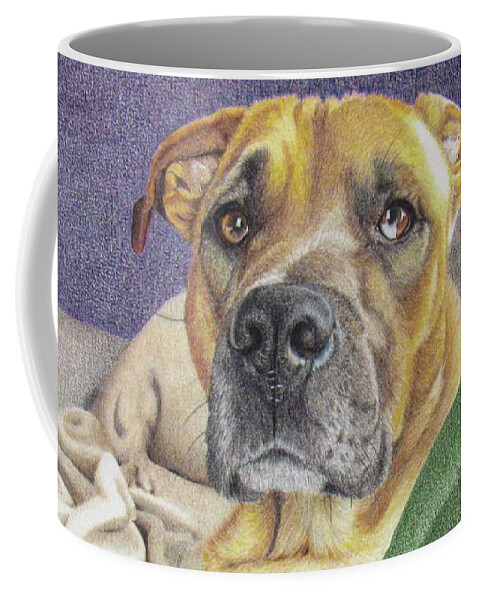 Dog Coffee Mug featuring the drawing Snooze Button Please by Kelly Speros