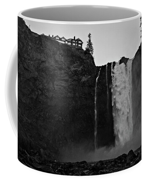 Majestic Coffee Mug featuring the photograph Snoqualmie Falls Black and White by Pelo Blanco Photo