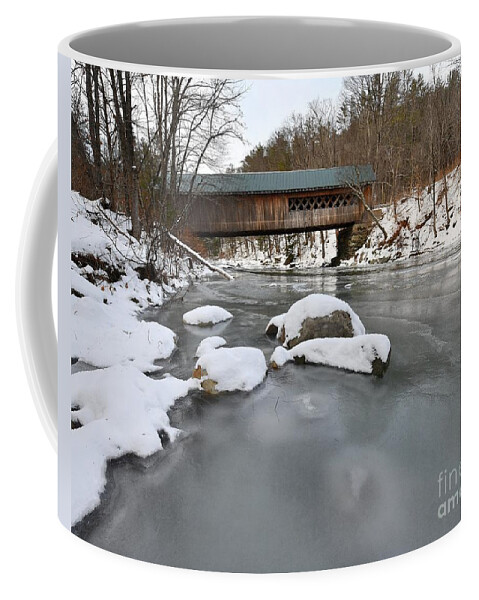 Snow Coffee Mug featuring the photograph Snow and Ice Under the Bridge by Steve Brown