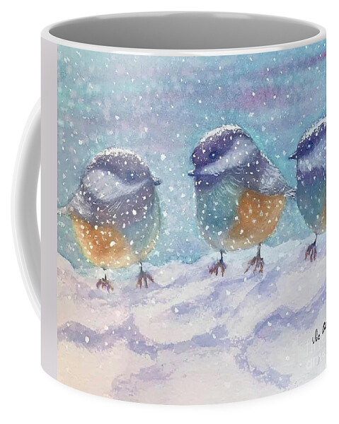 Greeting Card Coffee Mug featuring the painting Snow Buddies by Sue Carmony