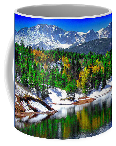Autumn Coffee Mug featuring the photograph Snow capped Pikes Peak at Crystal by John Hoffman