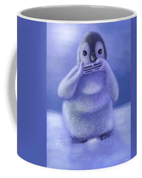 Penguin Coffee Mug featuring the digital art Snow Chick by Larry Whitler