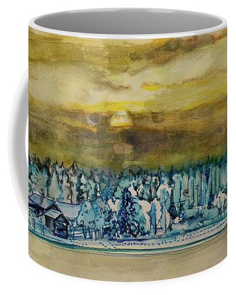 Landscape Coffee Mug featuring the painting Snow Chill by Try Cheatham