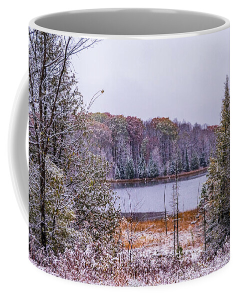 Colors Coffee Mug featuring the photograph Snow covered Fall Lake IIn Michigan by Nathan Wasylewski