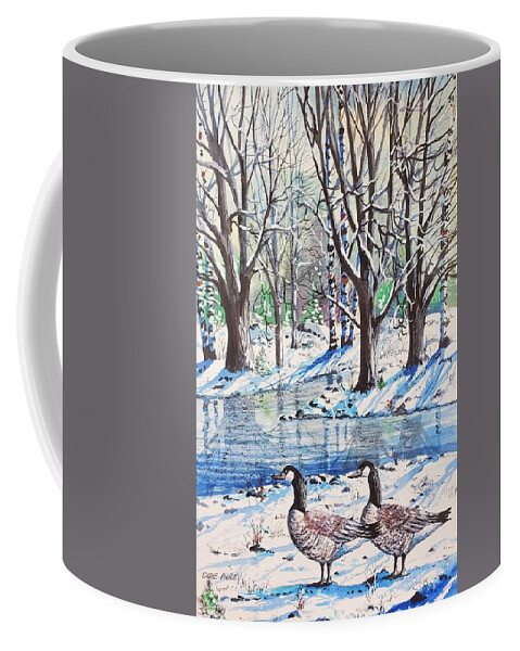 Snow Coffee Mug featuring the painting Snow Reflections by Diane Phalen