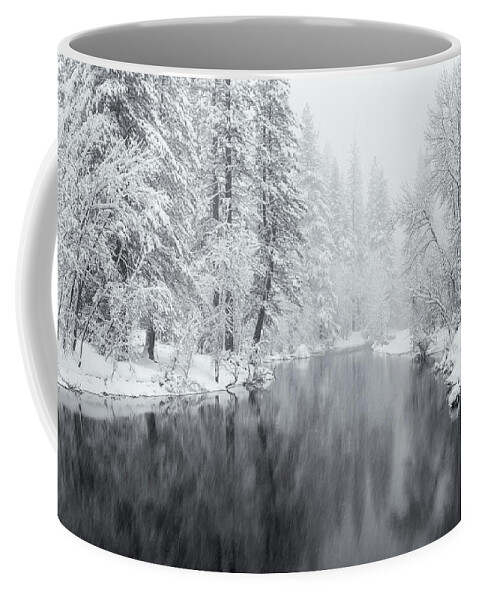 Destinations Coffee Mug featuring the photograph Snow Storm Bw by Jonathan Nguyen