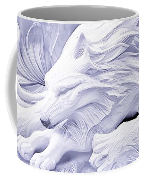 Digital White Snow Wolf Sculpture Coffee Mug featuring the digital art Snow Wolves by Beverly Read