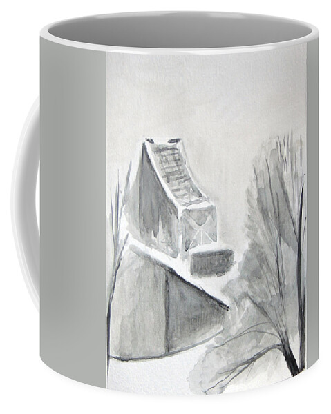  Coffee Mug featuring the painting Snowcovered Bridge by Loretta Nash