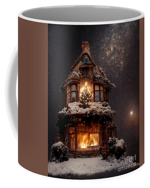 Snowfall Coffee Mug featuring the mixed media Snowfall with Snowball Moon III by Jay Schankman