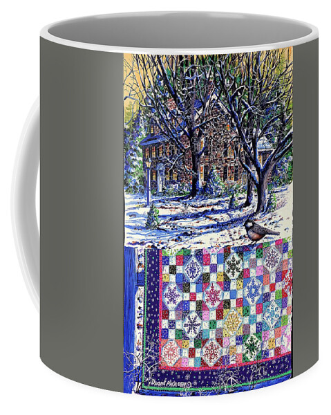 Winter Coffee Mug featuring the painting Snowflakes and Snowballs by Diane Phalen