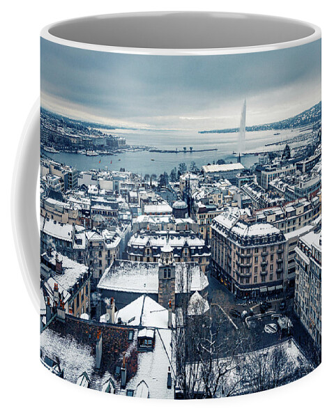 Outdoors Coffee Mug featuring the photograph Snowing in Geneva during Winter by Benoit Bruchez