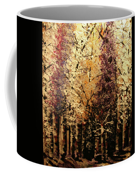 Snow Coffee Mug featuring the painting Snowy Aspen Woods by Marilyn Quigley