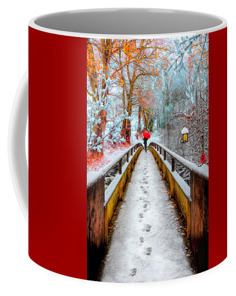 Carolina Coffee Mug featuring the photograph Snowy Walk by Debra and Dave Vanderlaan