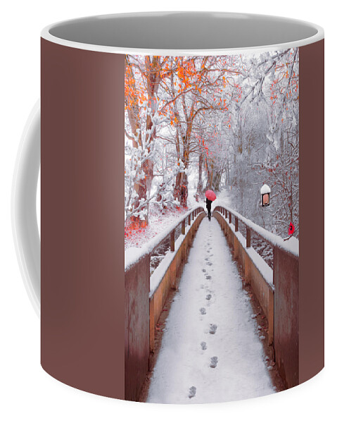 Carolina Coffee Mug featuring the photograph Snowy Walk Painting by Debra and Dave Vanderlaan