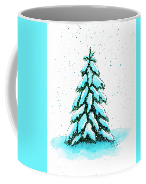 Snowy Coffee Mug featuring the painting Snowy Woodland Tree by Darice Machel McGuire