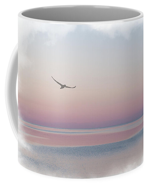 Sea Coffee Mug featuring the mixed media Soaring Over Cow Head Bay by Moira Law