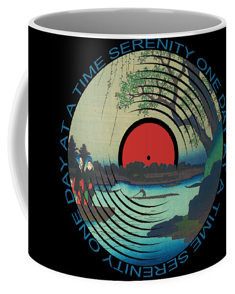 Sobriety Coffee Mug featuring the painting Sobriety Serenity One Day At A Time AA Sober Tee Tees T-Shirt River by Tony Rubino