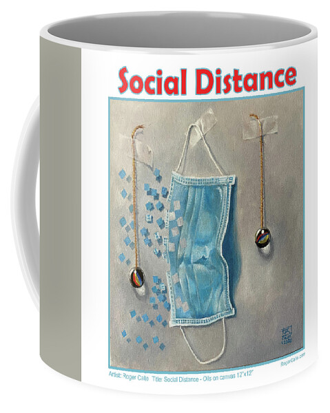 Social Distancing Coffee Mug featuring the painting Social Distance poster #2 by Roger Calle