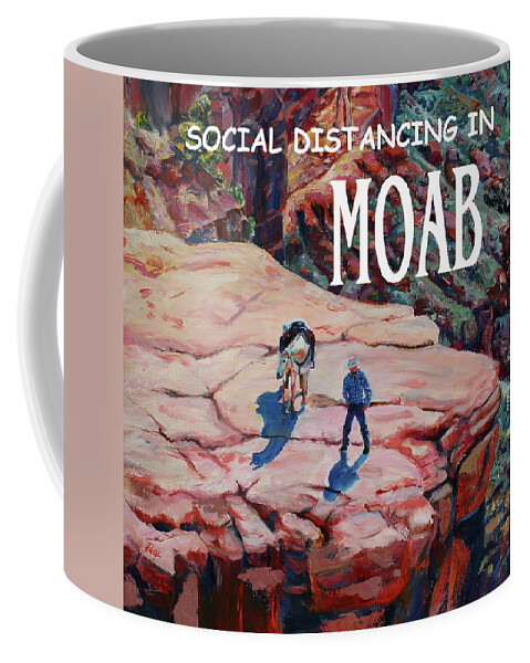 Facemask Coffee Mug featuring the painting Social Distancing in MOAB by Page Holland