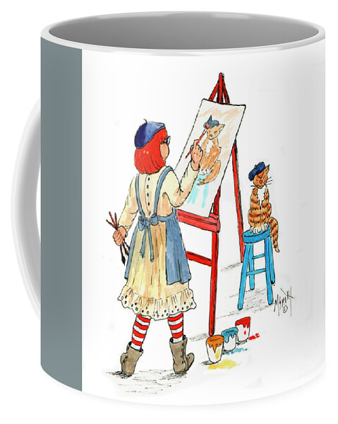 Little Artist Coffee Mug featuring the drawing Sofie The Artist by Marilyn Smith