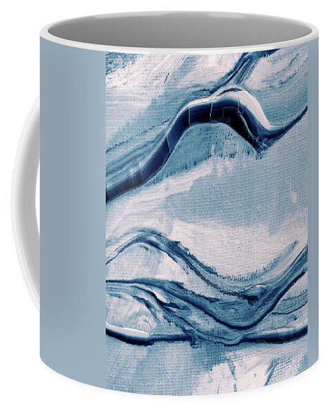 Soft Blue Coffee Mug featuring the painting Soft Blue Organic Lines Ocean Marble Contemporary Abstract Art I by Irina Sztukowski