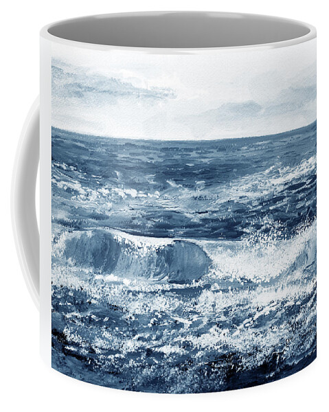 Waves Coffee Mug featuring the painting Soft Indigo Blue Calm Ocean Waves Beach Art by Irina Sztukowski