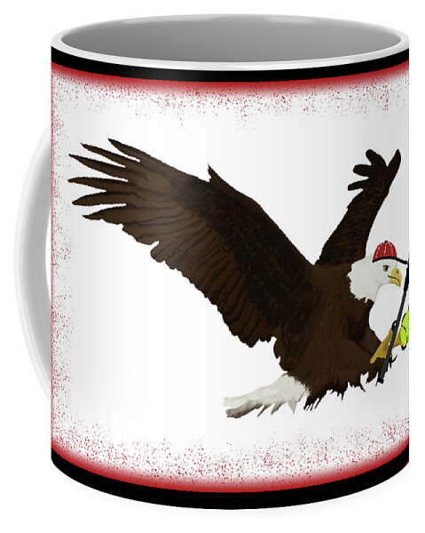 Softball Eagles Coffee Mug featuring the digital art Softball Eagle Red by College Mascot Designs