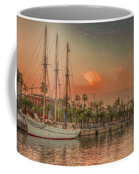 Barcelona Coffee Mug featuring the photograph Softly Comes the Sunset, Barcelona by Marcy Wielfaert