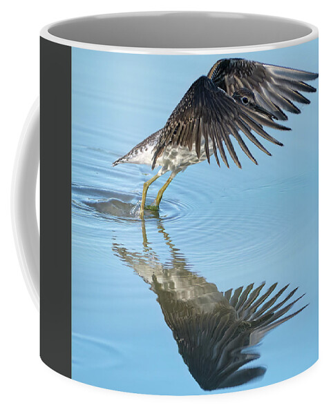 Chevalier Solitaire Coffee Mug featuring the photograph Solitary sandpiper by Carl Marceau